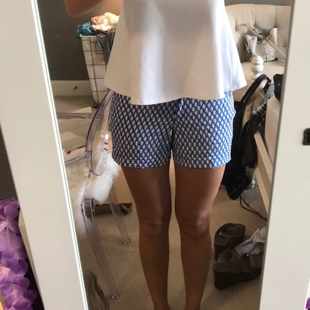 J. Crew Blue & White Pattern Shorts Size 2